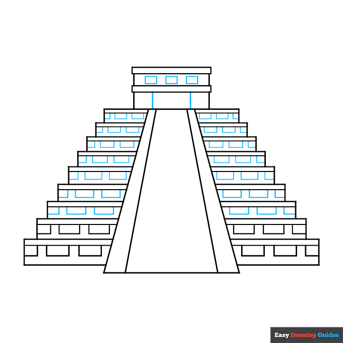 Mayan Temple step-by-step drawing tutorial: step 4