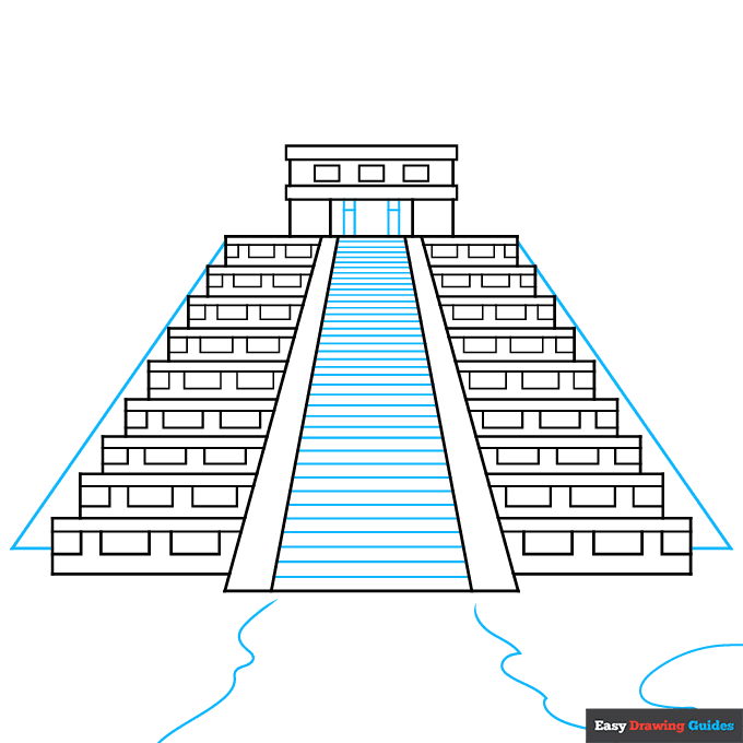 Mayan Temple step-by-step drawing tutorial: step 5