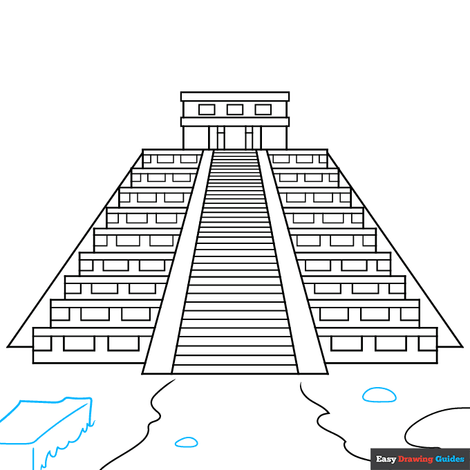 Mayan Temple step-by-step drawing tutorial: step 6