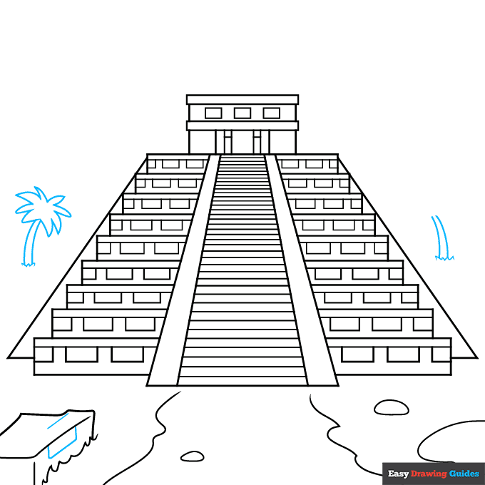 Mayan Temple step-by-step drawing tutorial: step 7