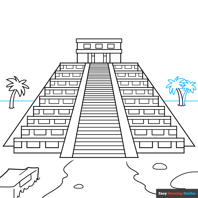 Mayan Temple step-by-step drawing tutorial: step 8