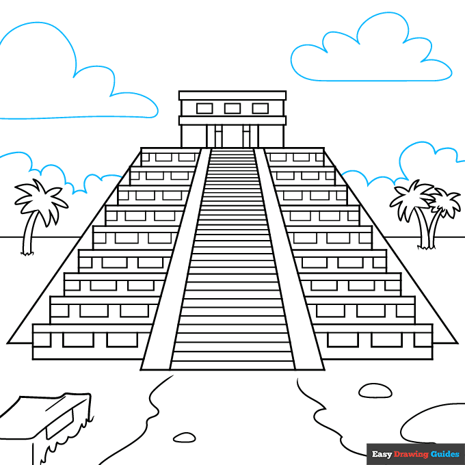 Mayan Temple step-by-step drawing tutorial: step 9