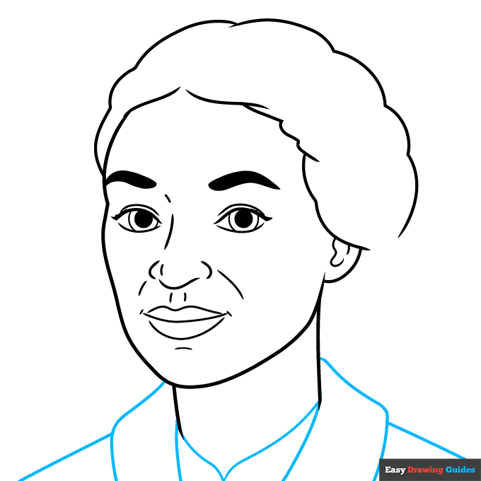 Rosa Parks step-by-step drawing tutorial: step 6
