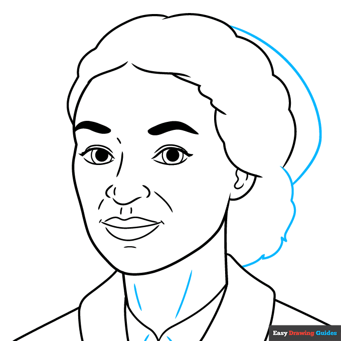 Rosa Parks step-by-step drawing tutorial: step 7