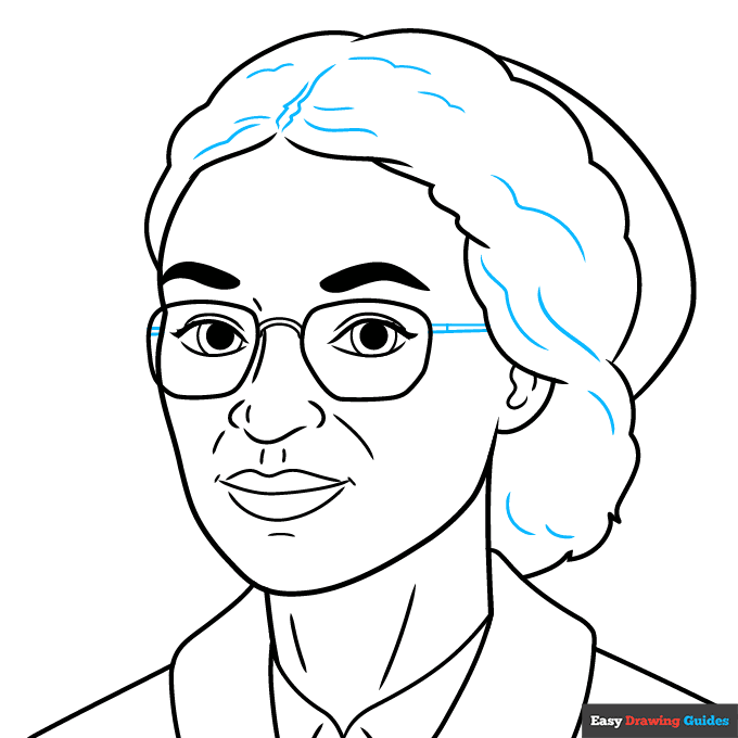 Rosa Parks step-by-step drawing tutorial: step 9