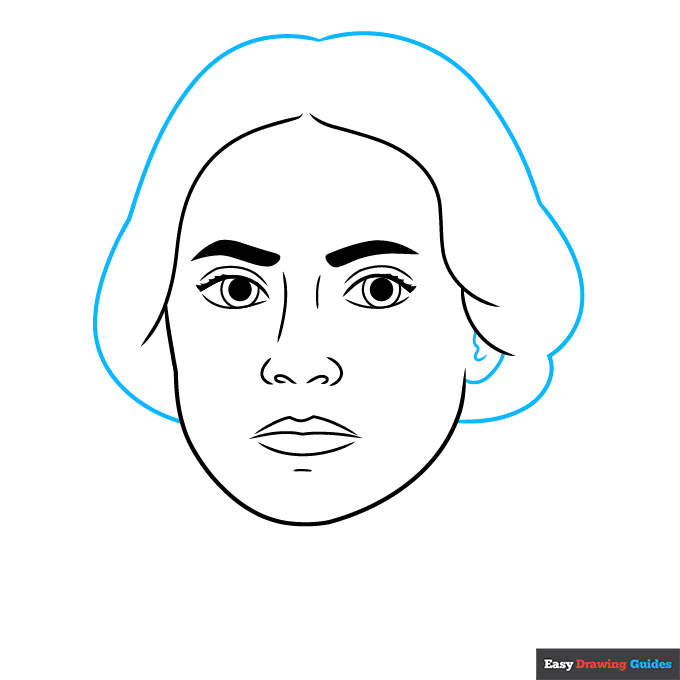 Susan B. Anthony step-by-step drawing tutorial: step 5