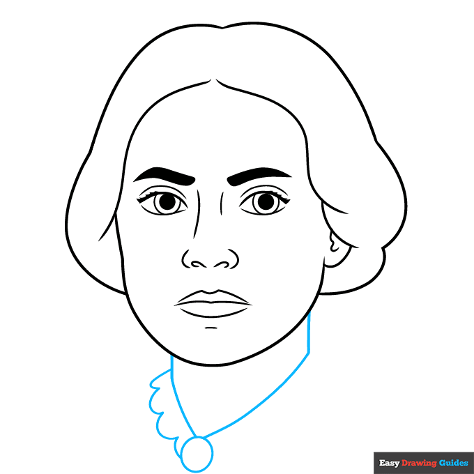 Susan B. Anthony step-by-step drawing tutorial: step 6