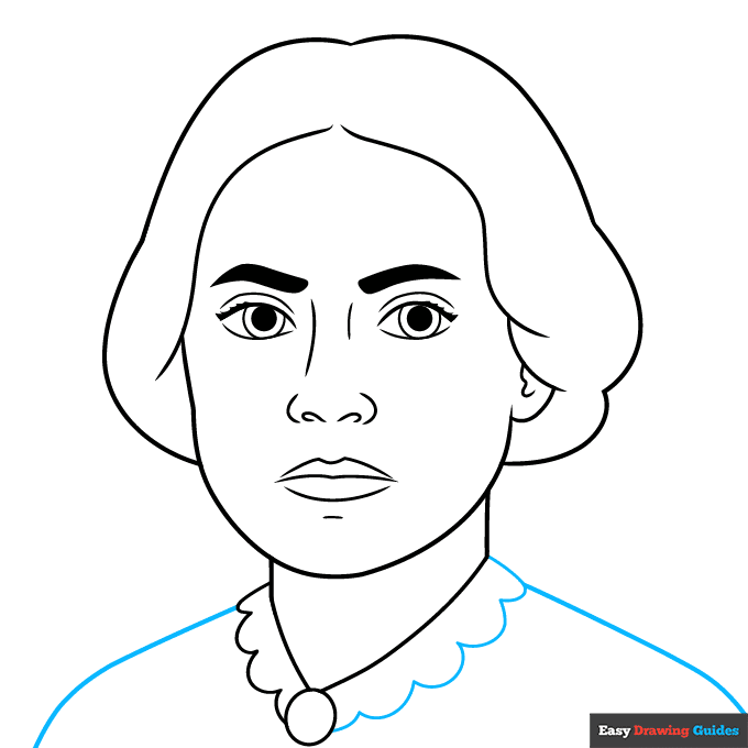 Susan B. Anthony step-by-step drawing tutorial: step 7