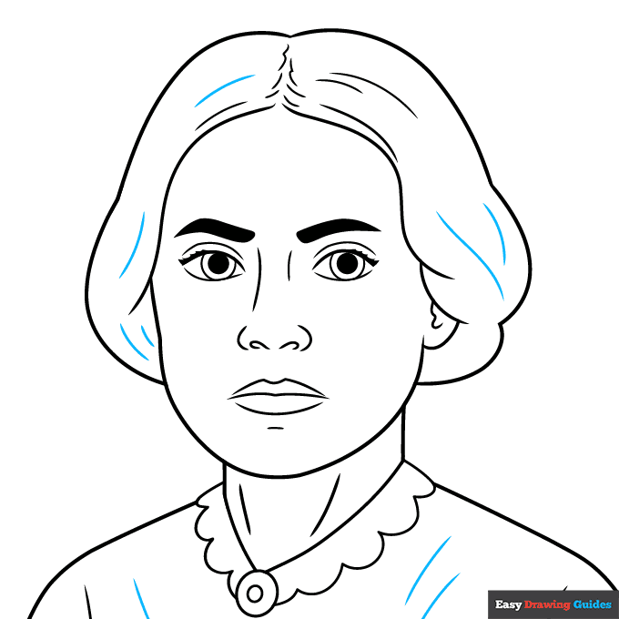 Susan B. Anthony step-by-step drawing tutorial: step 9