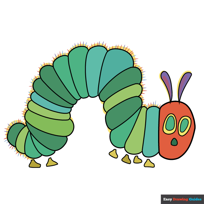 The Very Hungry Caterpillar step-by-step drawing tutorial: step 11