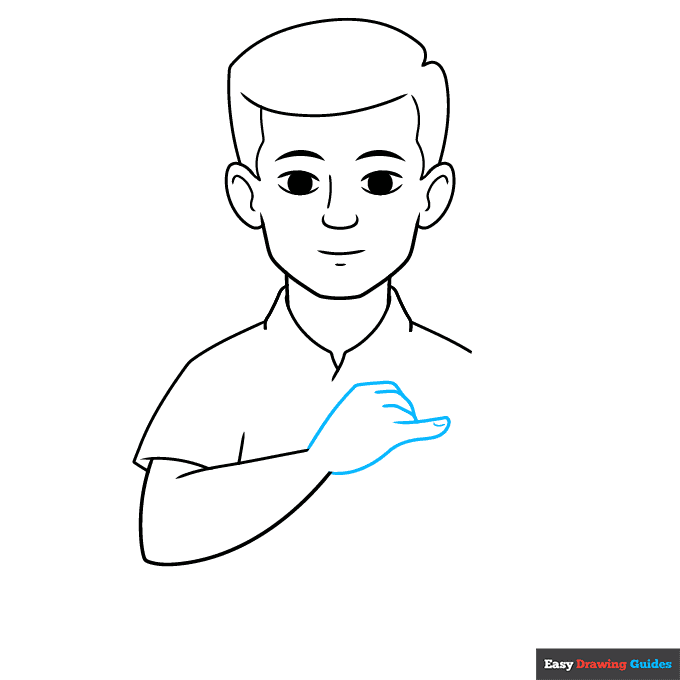 "Draw" in Sign Language step-by-step drawing tutorial: step 5