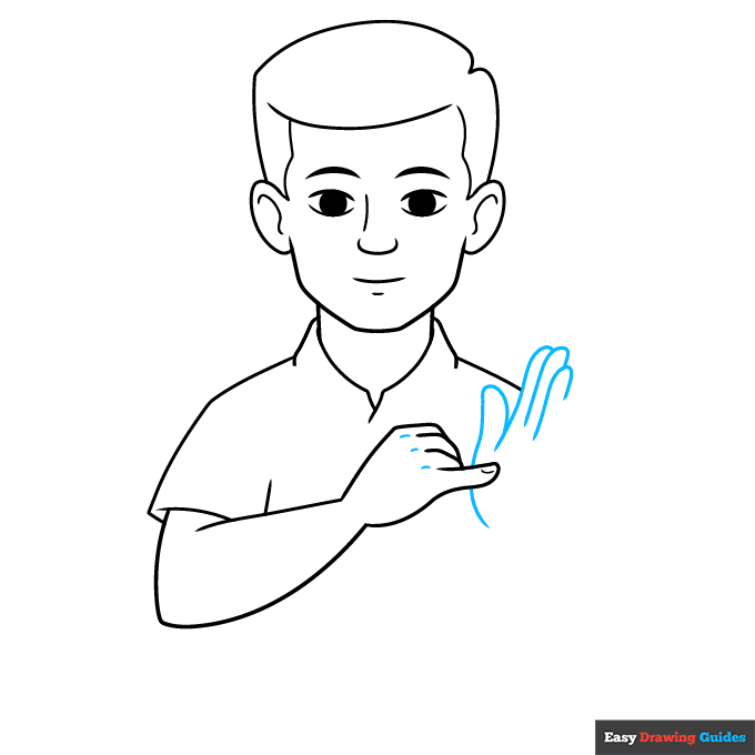 "Draw" in Sign Language step-by-step drawing tutorial: step 6
