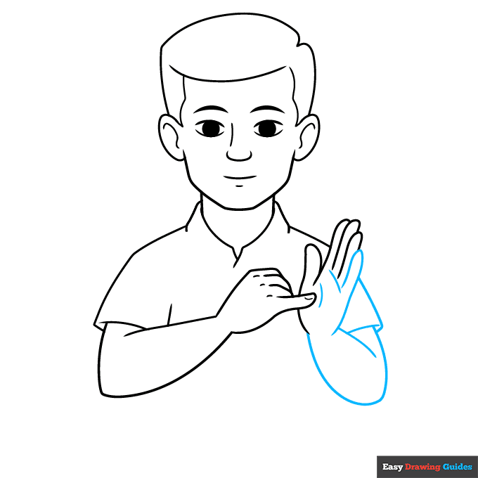 "Draw" in Sign Language step-by-step drawing tutorial: step 7