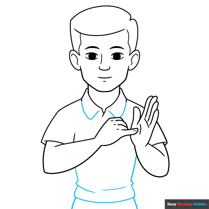 "Draw" in Sign Language step-by-step drawing tutorial: step 8