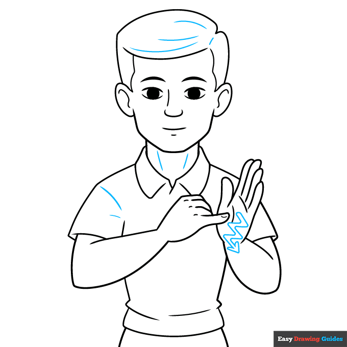 "Draw" in Sign Language step-by-step drawing tutorial: step 9