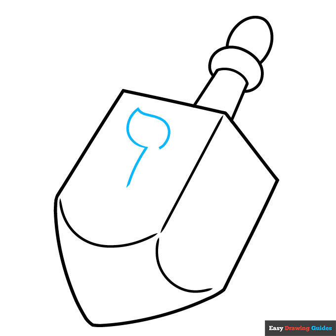 Dreidel step-by-step drawing tutorial: step 6
