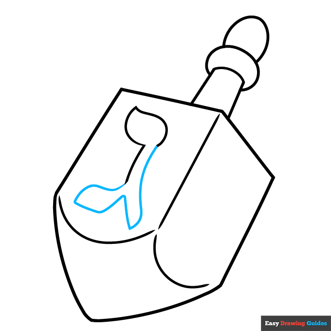 Dreidel step-by-step drawing tutorial: step 7