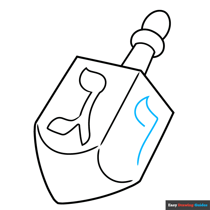 Dreidel step-by-step drawing tutorial: step 8