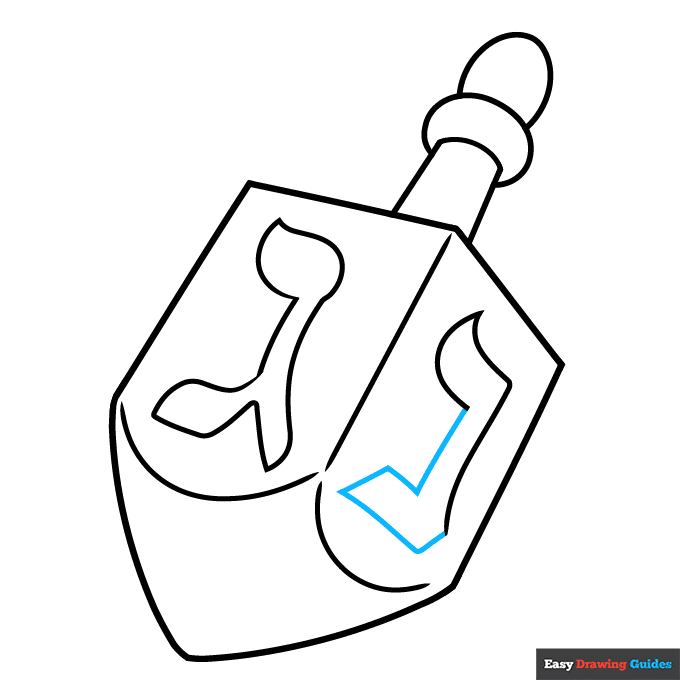 Dreidel step-by-step drawing tutorial: step 9