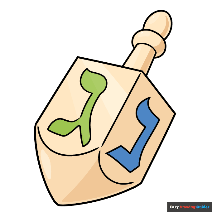 Dreidel step-by-step drawing tutorial: step 11