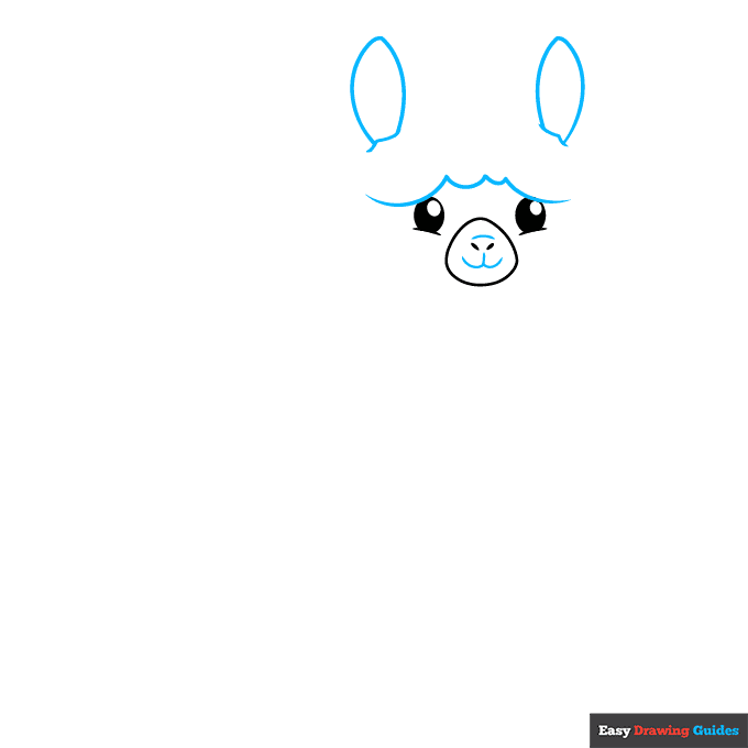 Easy Cartoon Alpaca step-by-step drawing tutorial: step 2