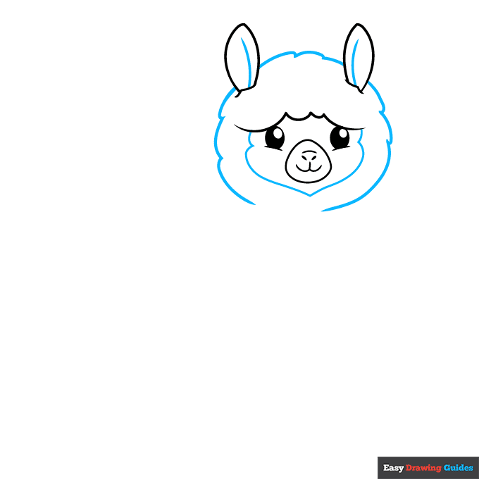 Easy Cartoon Alpaca step-by-step drawing tutorial: step 3