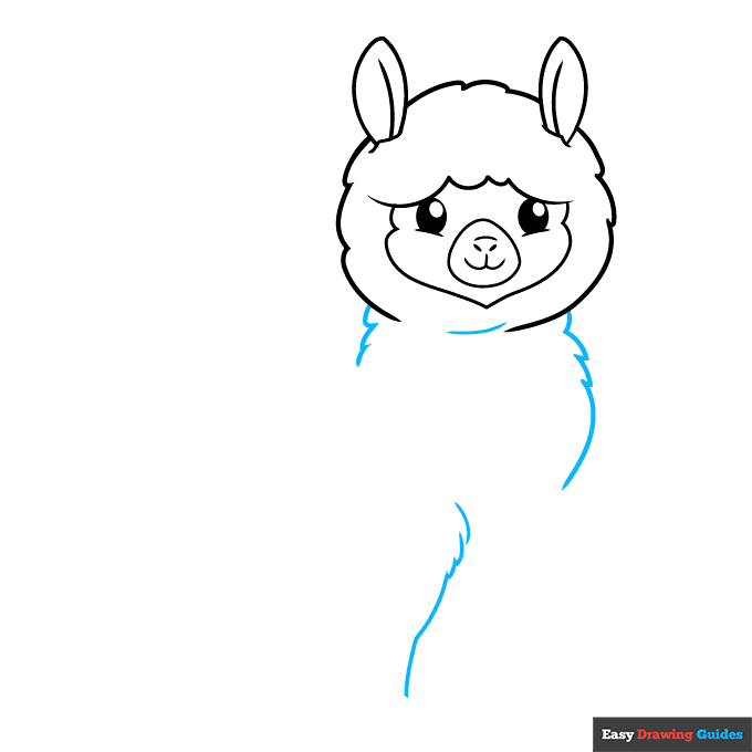 Easy Cartoon Alpaca step-by-step drawing tutorial: step 4
