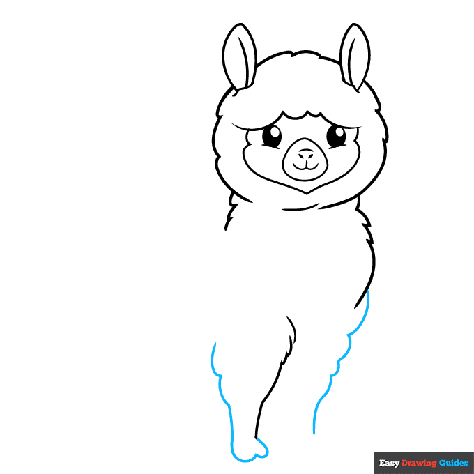 Easy Cartoon Alpaca step-by-step drawing tutorial: step 5