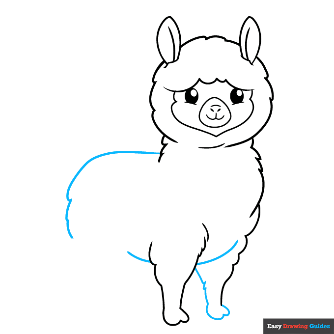 Easy Cartoon Alpaca step-by-step drawing tutorial: step 6