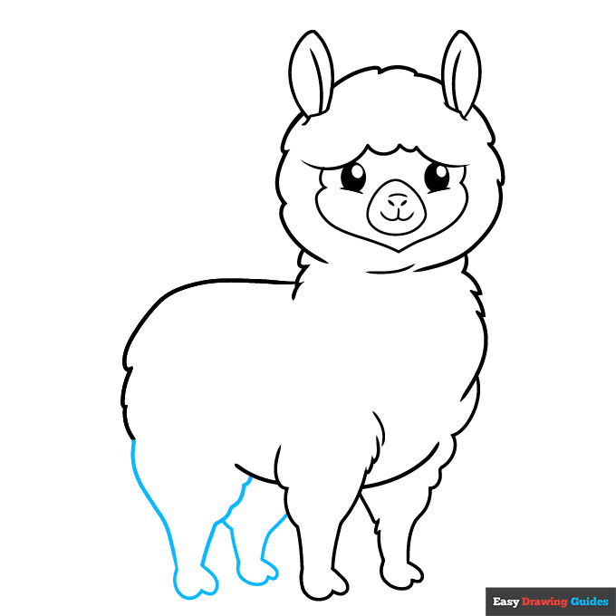 Easy Cartoon Alpaca step-by-step drawing tutorial: step 7