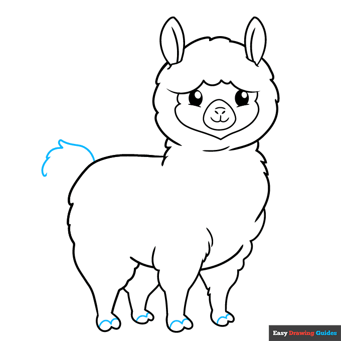 Easy Cartoon Alpaca step-by-step drawing tutorial: step 8