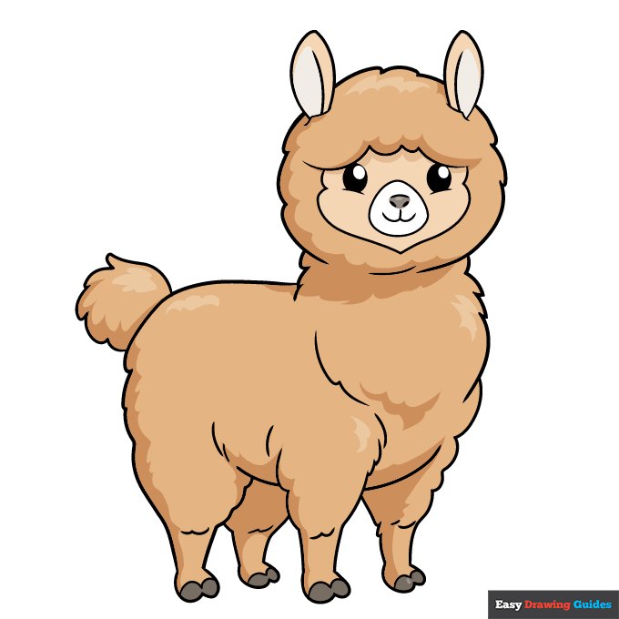 Easy Cartoon Alpaca step-by-step drawing tutorial: step 11