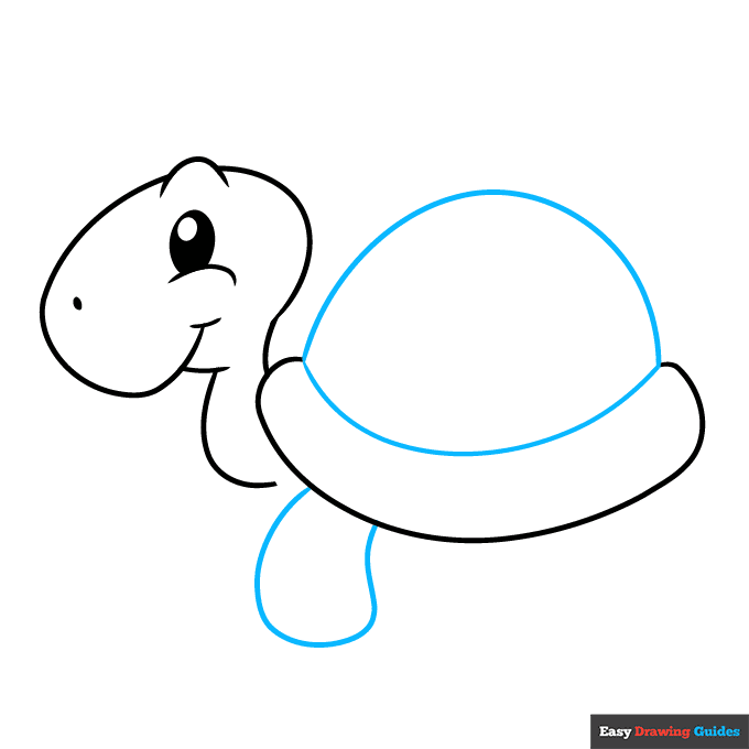 Easy Cartoon Turtle for Kids step-by-step drawing tutorial: step 4