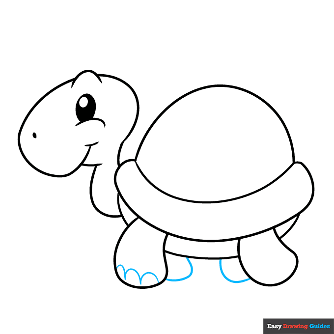 Easy Cartoon Turtle for Kids step-by-step drawing tutorial: step 6