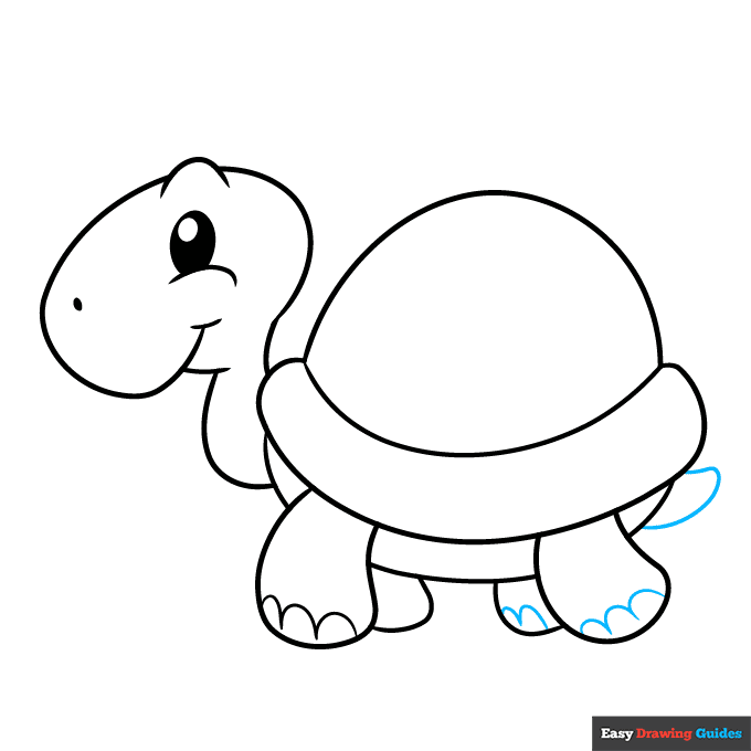 Easy Cartoon Turtle for Kids step-by-step drawing tutorial: step 7