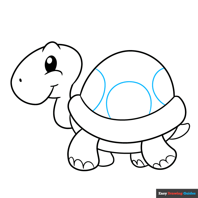 Easy Cartoon Turtle for Kids step-by-step drawing tutorial: step 8
