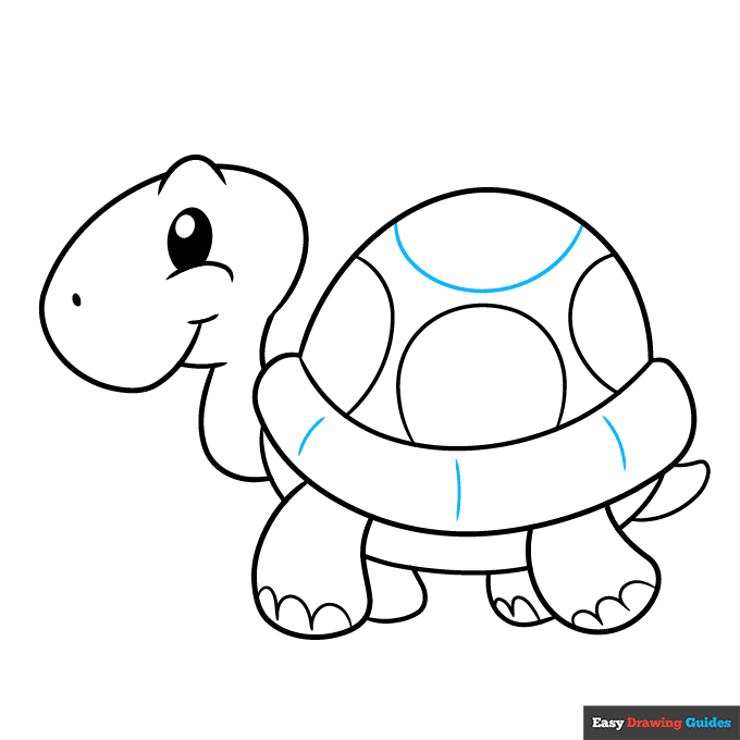Easy Cartoon Turtle for Kids step-by-step drawing tutorial: step 9