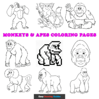 Free Monkeys & Apes Coloring Pages for Kids - 12 Printable Sheets