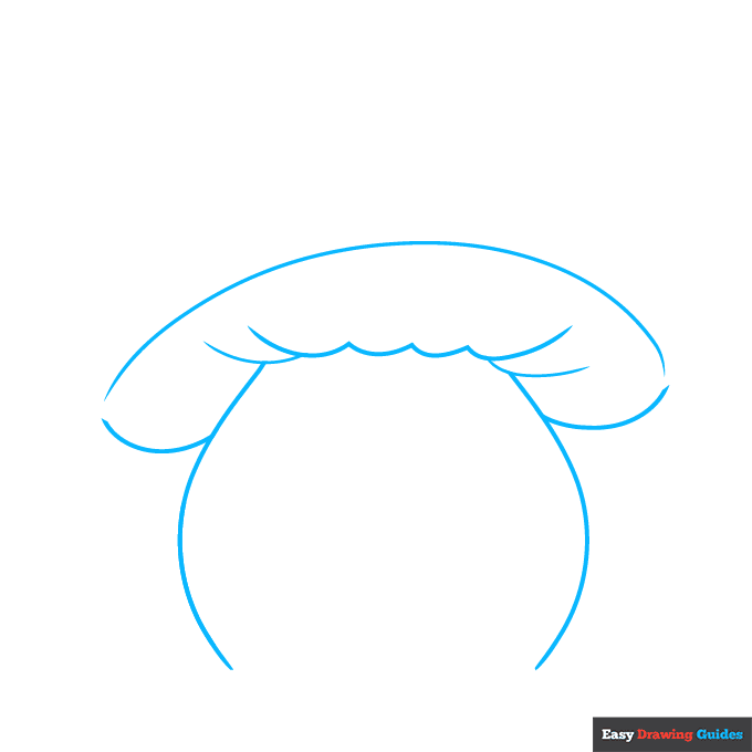 Easy Mushroom House step-by-step drawing tutorial: step 1