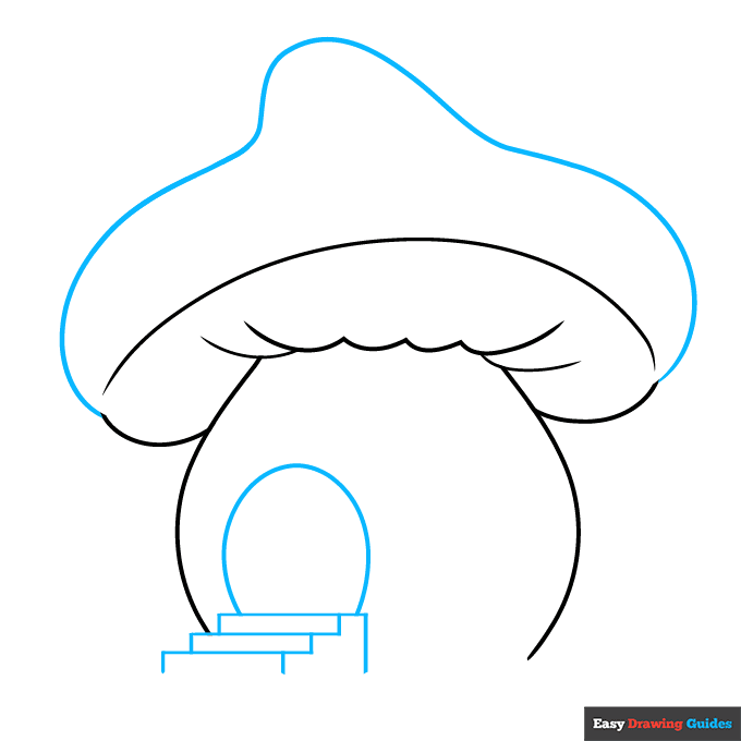 Easy Mushroom House step-by-step drawing tutorial: step 2