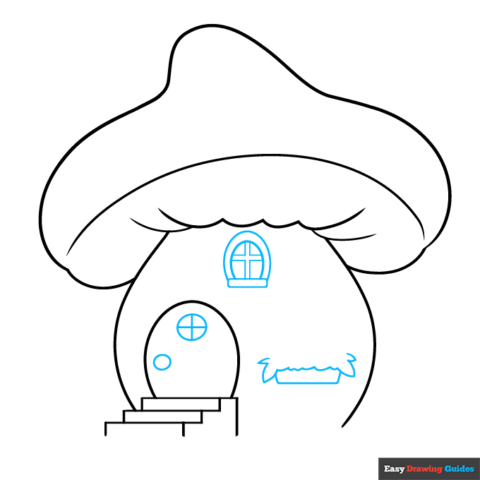 Easy Mushroom House step-by-step drawing tutorial: step 3