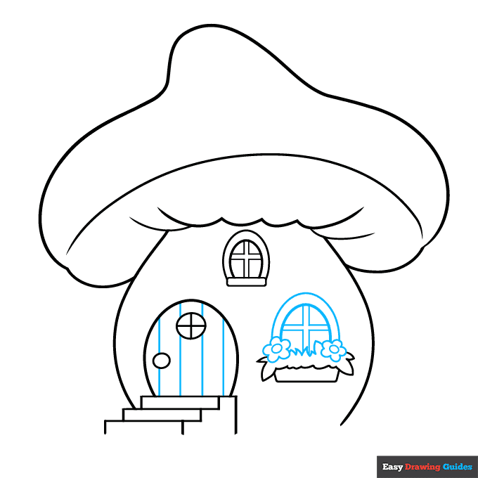 Easy Mushroom House step-by-step drawing tutorial: step 4