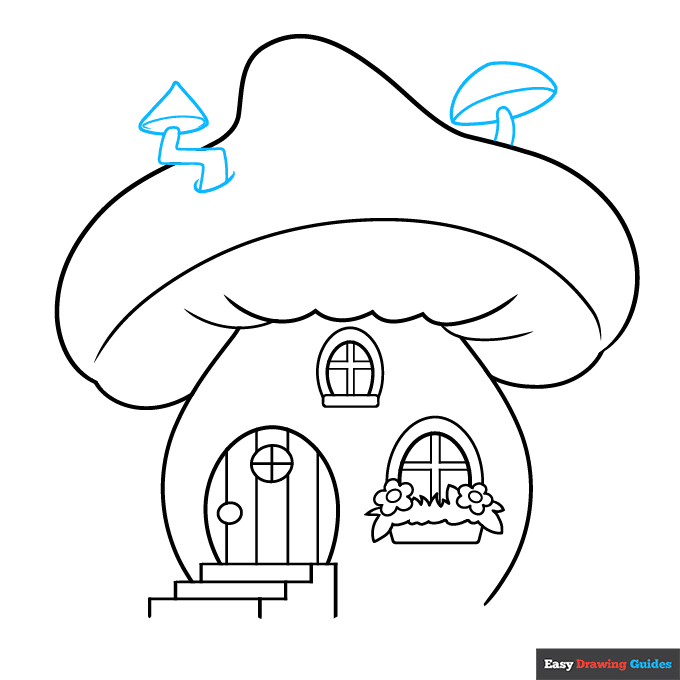 Easy Mushroom House step-by-step drawing tutorial: step 5