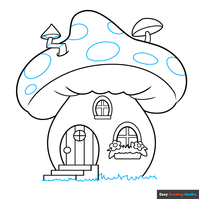 Easy Mushroom House step-by-step drawing tutorial: step 6