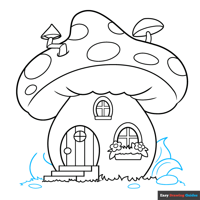 Easy Mushroom House step-by-step drawing tutorial: step 7