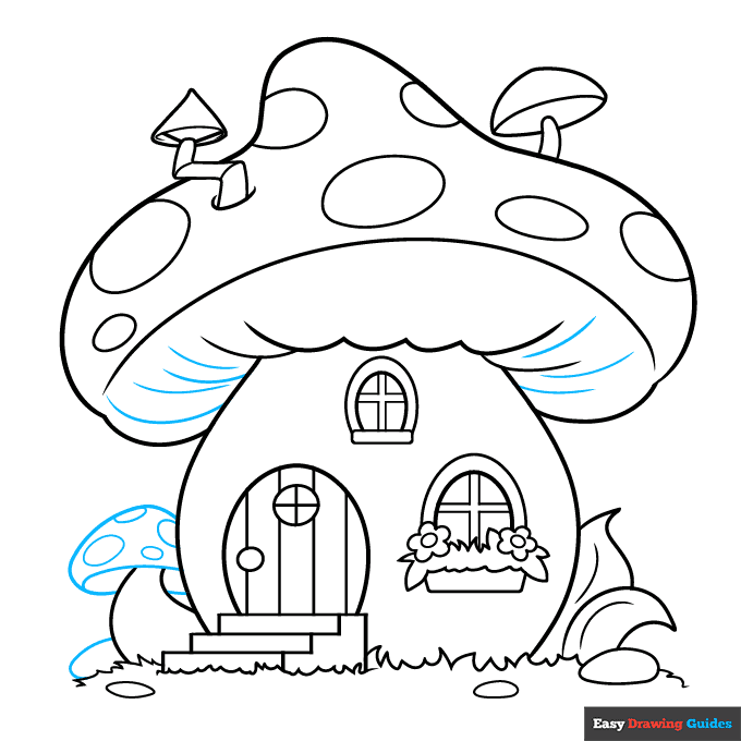 Easy Mushroom House step-by-step drawing tutorial: step 8