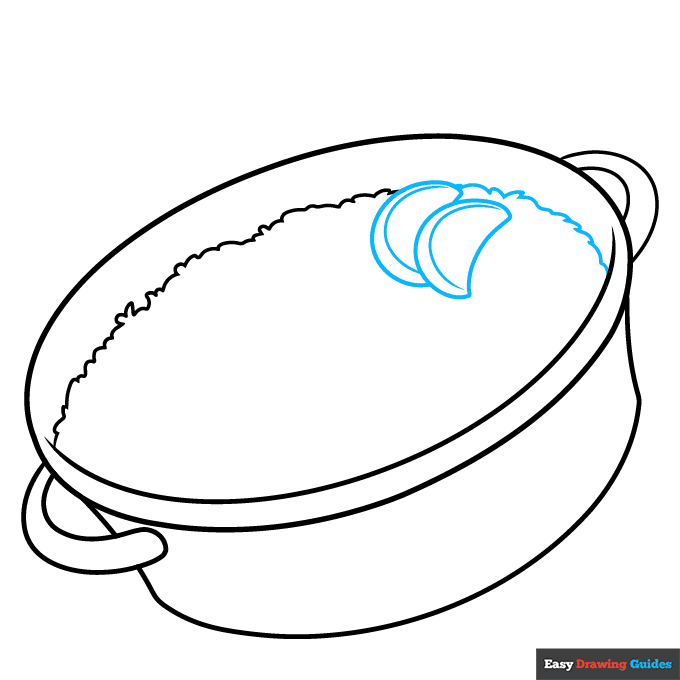 Paella step-by-step drawing tutorial: step 3