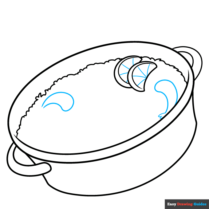 Paella step-by-step drawing tutorial: step 4
