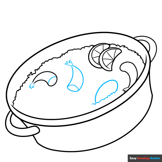 Paella step-by-step drawing tutorial: step 5
