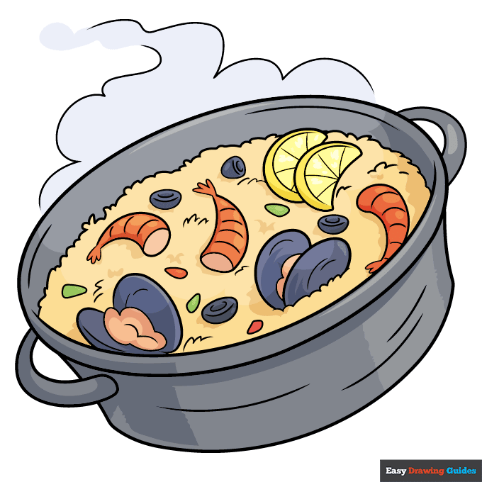 Paella step-by-step drawing tutorial: step 11